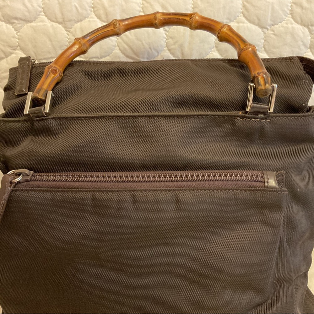 GUCCI Brown/Black Canvas Bamboo Double Handle - Picture 3 of 14